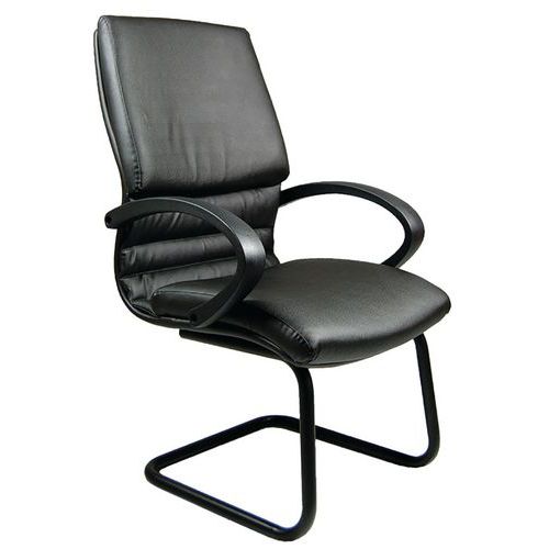 Sedia visitatore Cygny ECO LEATHER nero con bracc.,