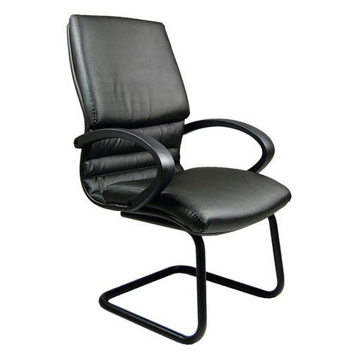 Sedia visitatore Cygny PELLE nero con bracc.,