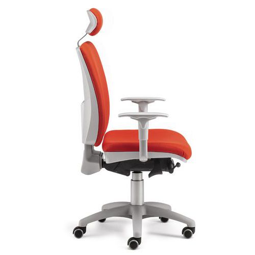 Sedia girevole Dione con poggiatesta ECO rosso con braccioli,