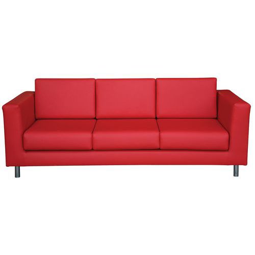 Divano ERICA PELLE rosso 3 posti,