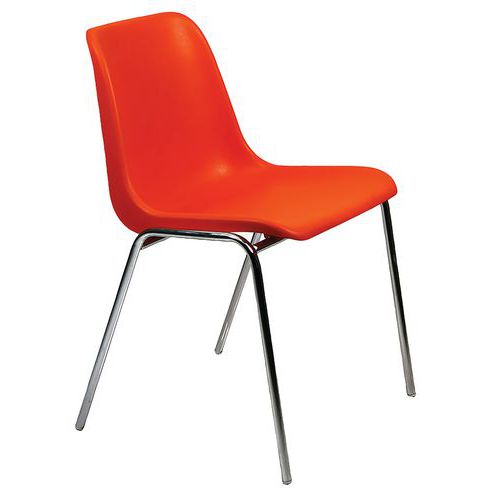 Sedia per collettività ESSE rosso acciaio cromato,