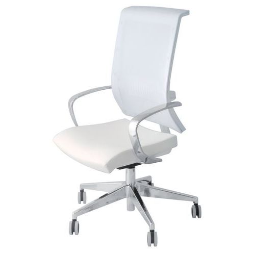 Sedia semidirez.GALATEA bianco ECO LTHR base cromo no bracc.,