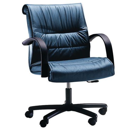 Sedia direz.GEMINI ECO LEATHER blu braccioli inclusi,