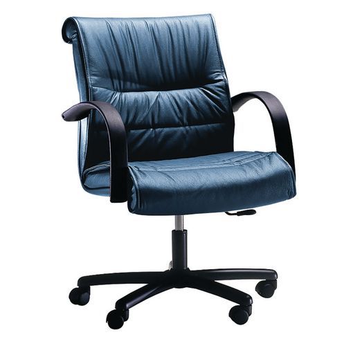 Sedia direz.GEMINI PELLE blu braccioli inclusi,