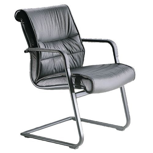 Sedia direz.GEMINI slitta ECO LEATHER grigio bracc inclusi,