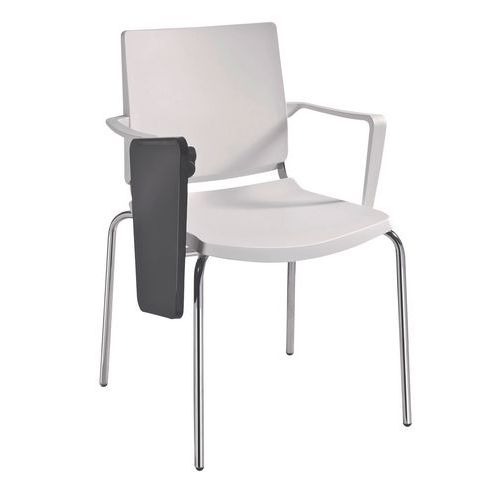 Sedia a 4 gambe collettività bianc con tavolino e braccioli,