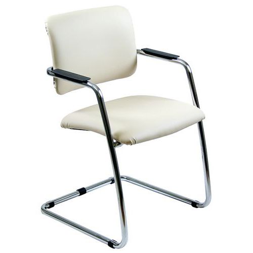 Sedia LITHIUM ECO LEATHER bianco con braccioli,