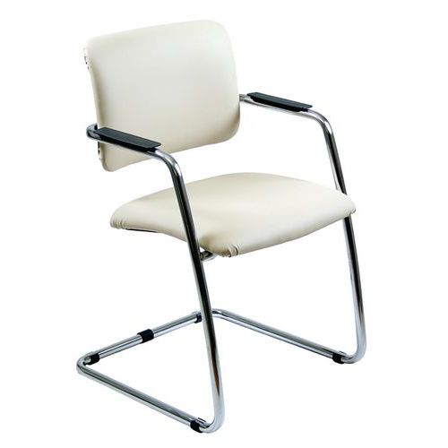 Sedia LITHIUM PELLE bianco con braccioli,