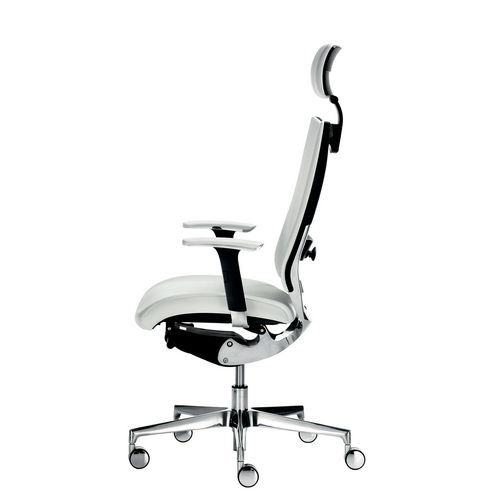 Sedia concept PELLE bianco PGTST base allum bracc opz.,