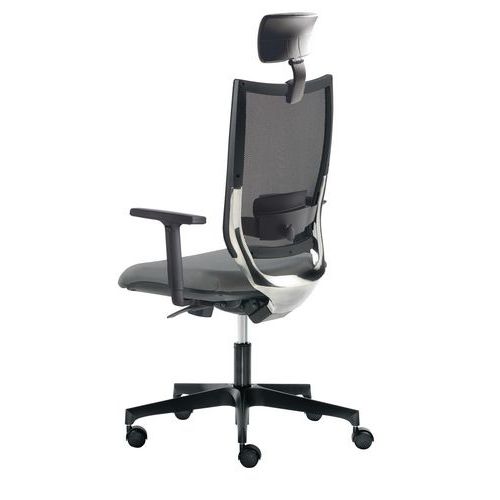 Sedia concept TGTNOFLAMEgrigio poggiat. base nero bracc opz.,