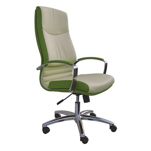 Sedia direz. CygnusIGNIFUGO verde base acciaio con bracc.,