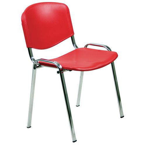 Sedia Dado PPL rosso base acciaio chromo,