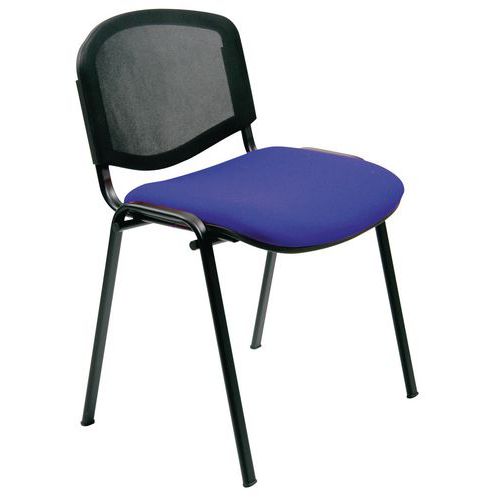 Sedia Dado ECO blu base acciaio nero schiena rete,
