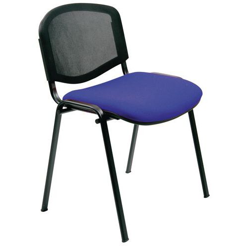 Sedia Dado FILI DI LUCE blu base acciaio nero schiena rete,