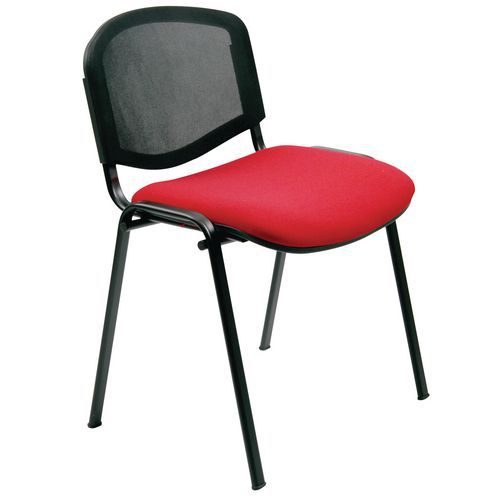 Sedia Dado FILI DI LUCE rosso base acciaio nero schiena rete,