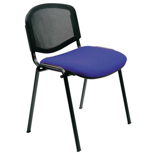 Sedia Dado IGNIFUGO blu base acciaio nero schiena rete,