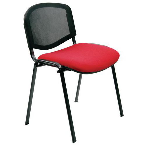 Sedia Dado IGNIFUGO rosso base acciaio nero schiena rete,