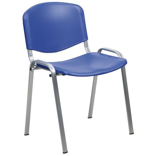 Sedia Dado PPL blu base acciaio grigio,