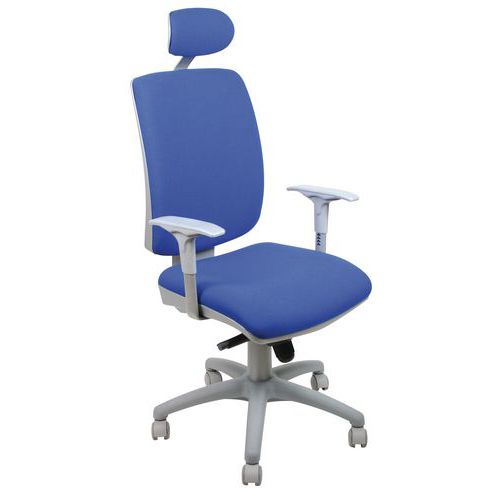 Sedia girevole Dione con Poggiat IGNIFUGO blu con braccioli,