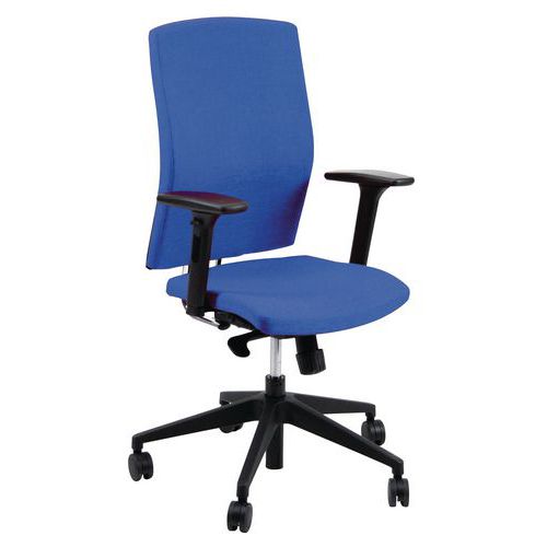 Sedia  EUROPA IGNIFUGO blu base nera no bracc.,