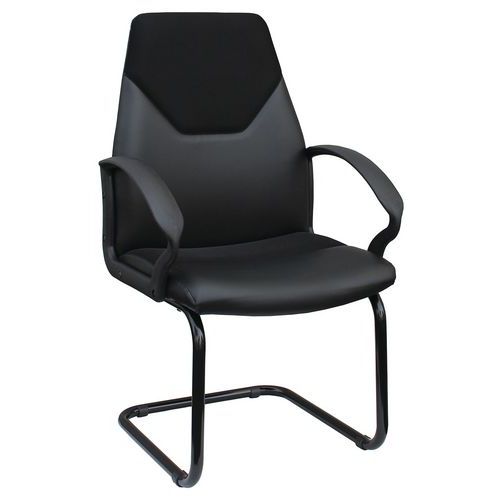 Sedia  GURU ECO LEATHER NERO SLITTA SI BRACCIOLI,