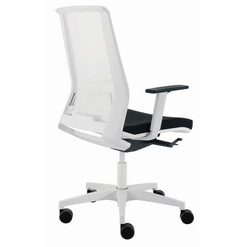 Sedia LIGHT ECO nero braccioli opz base bianca,