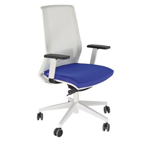 Sedia LIGHT FILI DI LUCE blu braccioli opz base bianca,