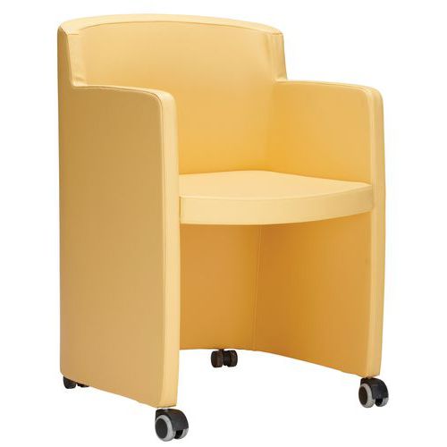 Sedia SMART PELLE giallo su ruote,