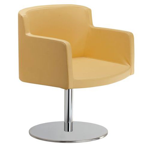 Sedia SMART PELLE giallo su base,