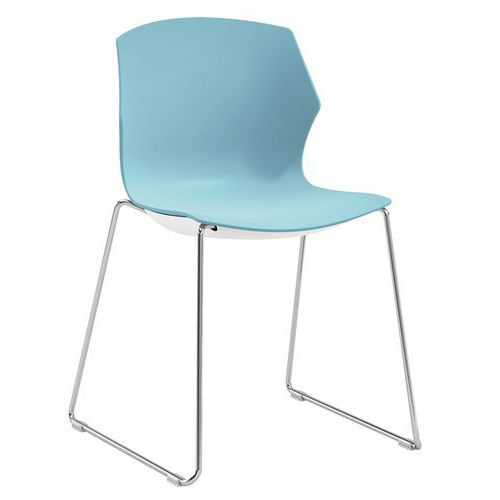 Sedia collettività MINDY PPL azzurro base su slitta,