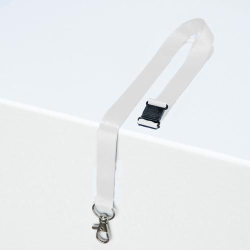 10 laccetti da collo mat riciclato bianchi con moschettone,