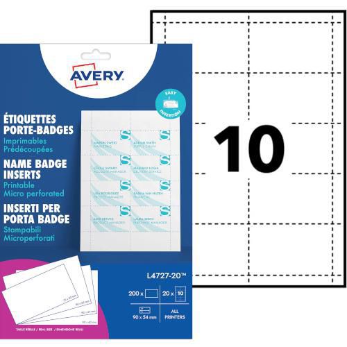 200 inserti microperforati per badge 54x90 mm,