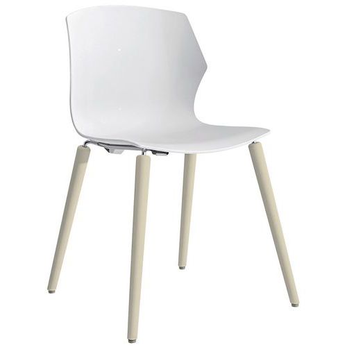 Sedia NO FRILL PPL bianco gambe legno,