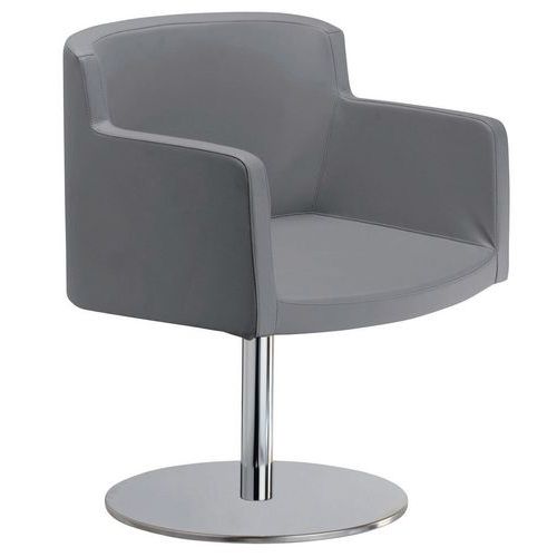 Sedia SMART ECO LEATHER grigio su base,
