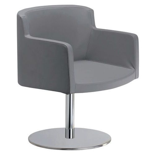 Sedia SMART PELLE grigio su base,
