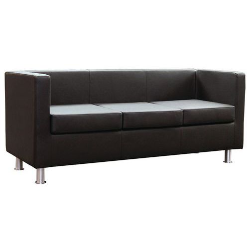 Divano PRAGMA ECO LEATHER nero 3 posti,