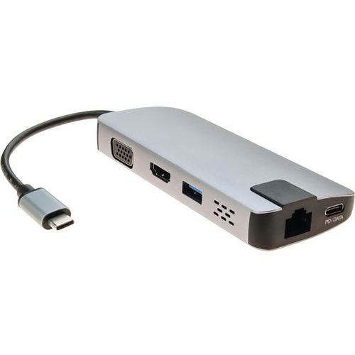 Mini dock USB 3.1 tipo-C HDMI 4K-VGA-LAN-HUB+caricatore USB,