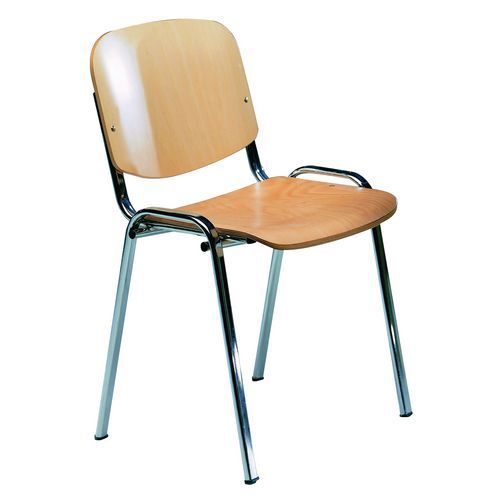 Sedia Dado legno base acciaio nero,