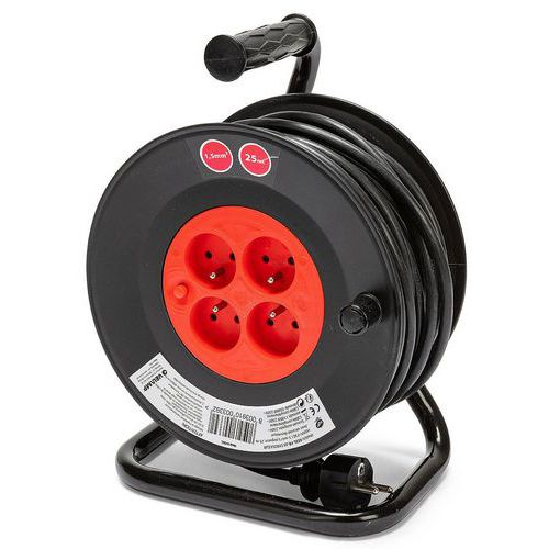 Avvolgicavo bricolage, 4 prese, H05VV-F3G1.5MM2, 25M , NF,CE,