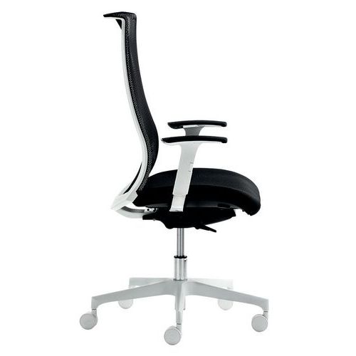 Sedia WING ECO LEATHER nero 4 blocchi  bracc.opz.,