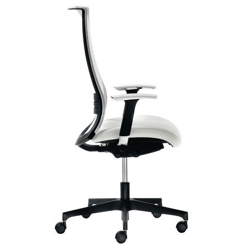 Sedia WING ECO LEATHER bianco 4 blocchi  bracc.opz.,