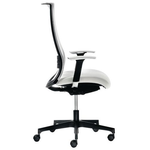 Sedia WING PELLE bianco 4 blocchi  bracc.opz.,