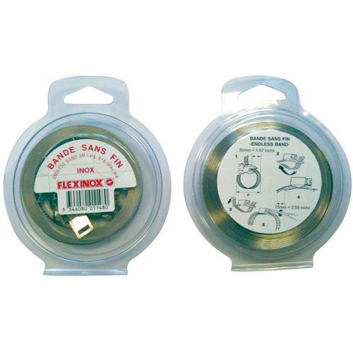Scatola da 3 m di fascetta a nastro senza fine larghezza 8 mm+8 teste completamente inox,