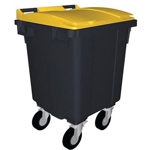 Contenitore 4 Ruote 400L Coperchio Giallo,