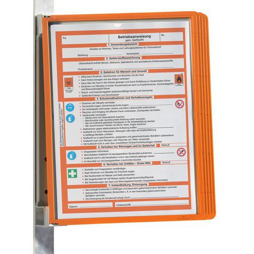 Supporto a parete magnetico Vario® 5 cartelline A4 arancione,