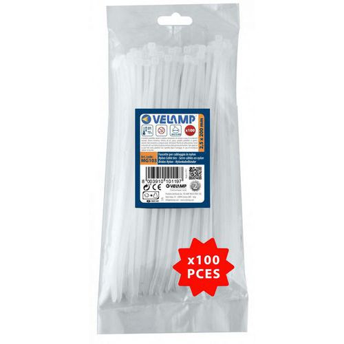 Fascette bianche in nylon - 2,5x200 - 100 pz,