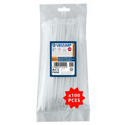 Fascette bianche in nylon - 3,6x200 - 100 pz,