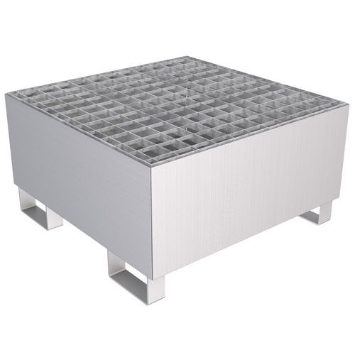 Vasca di raccolta inox - 1 fusto - Griglia galvanizzata,