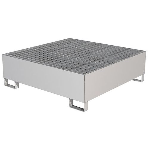 Vasca di raccolta inox - 4 fusti - Griglia galvanizzata,