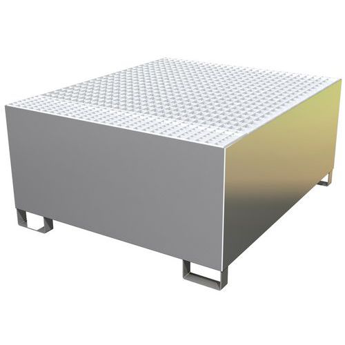 Vasca di raccolta 1 GRV - Inox - Griglia galvanizzata,